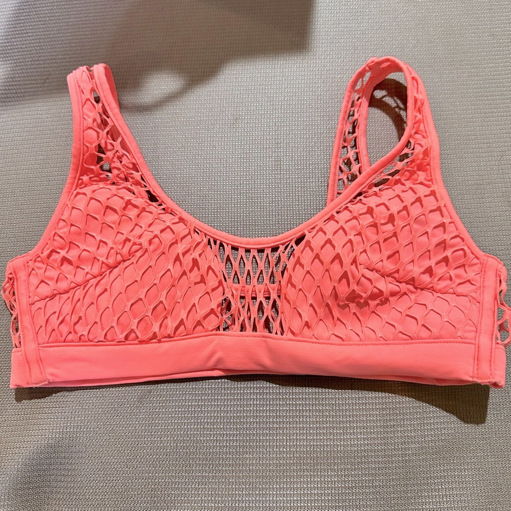 AGENT PROVOCATEUR Shannon Fishnet Bikini Top - Orange